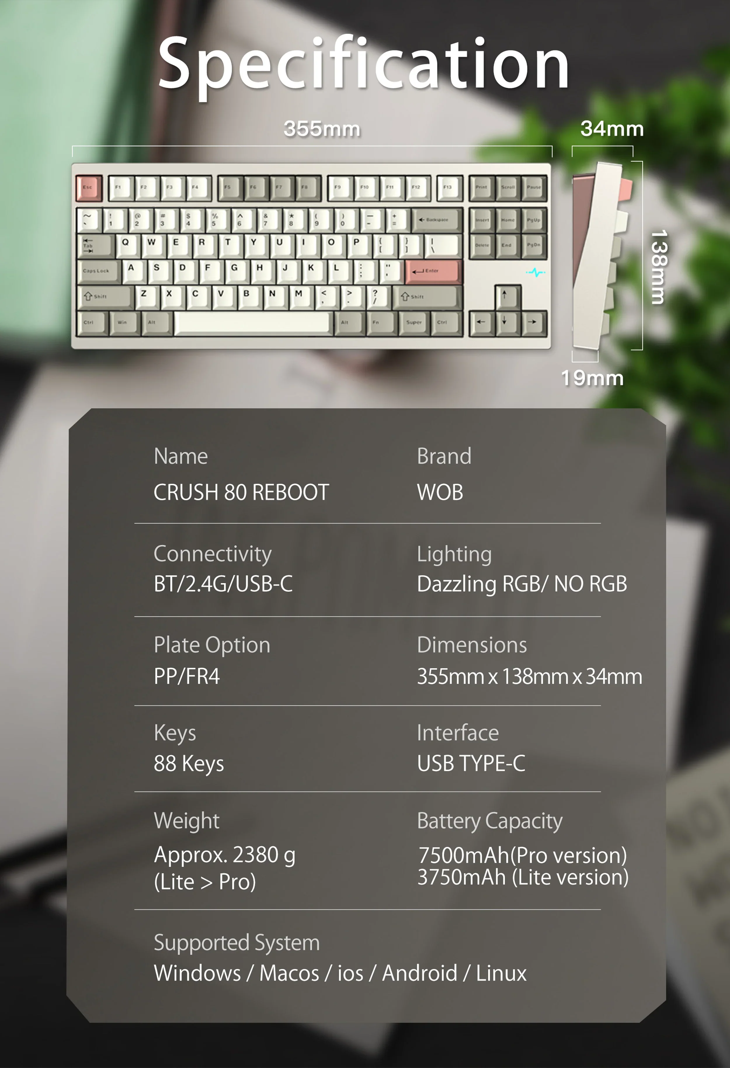 WOBKEY Crush80 Reboot Pro Prebuilt Mechanical Keyboard Kit - Image 3